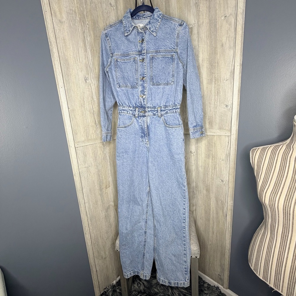 Zara Light Blue Denim Jumpsuit - Picture 2 of 8